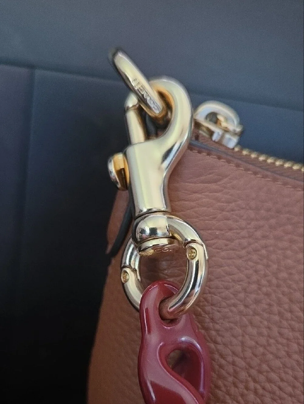 NWOT Coach Charlotte Shoulder Bag in Refined Pebble Leather with Rainbow Chain